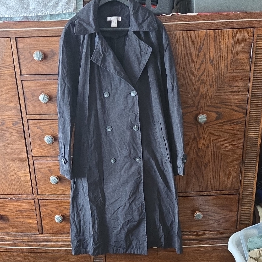 Revamped Back Double-Breasted Trench Coat, Sz XL